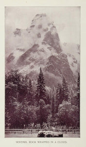 1893 Duotone Print Sentinel Rock Fog Yosemite Park NICE - ORIGINAL AW