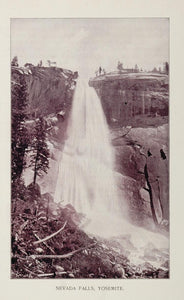 1893 Duotone Print Nevada Fall Waterfall Yosemite Park - ORIGINAL AW