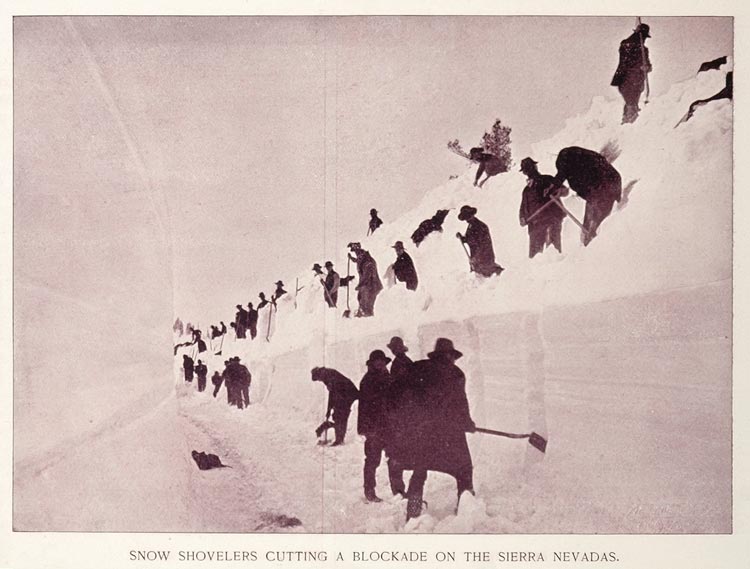 1893 Duotone Print Snow Blockade Sierra Nevadas UNUSUAL - ORIGINAL AW