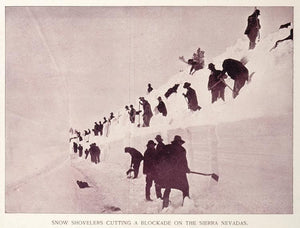 1893 Duotone Print Snow Blockade Sierra Nevadas UNUSUAL - ORIGINAL AW