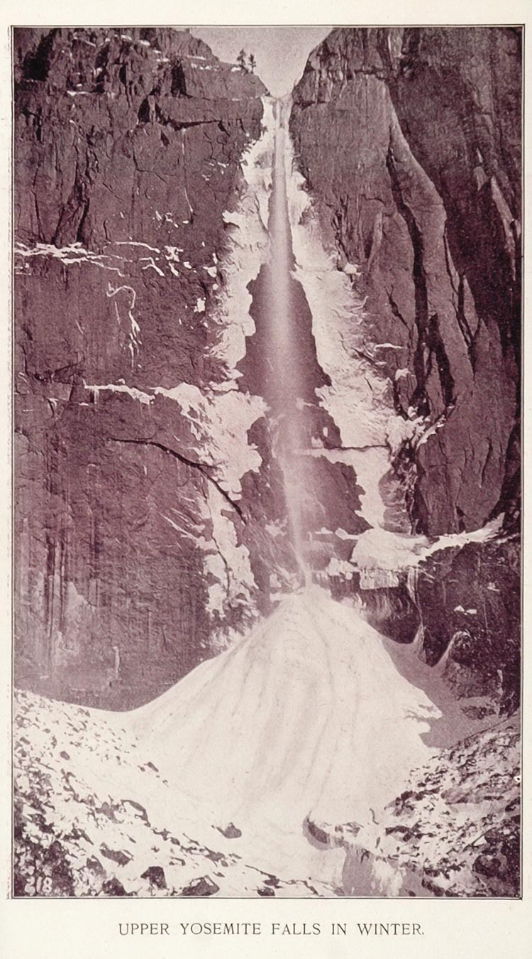 1893 Duotone Print Upper Yosemite Falls Winter Ice Buel - ORIGINAL AW