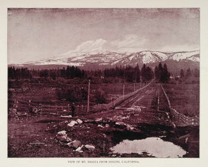 1893 Duotone Print Mount Shasta Sissons California Buel - ORIGINAL AW