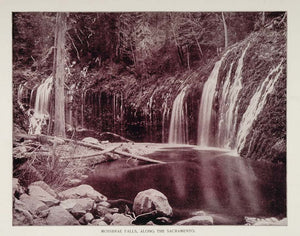 1893 Duotone Print Mossbrae Falls Sacramento River Buel - ORIGINAL AW