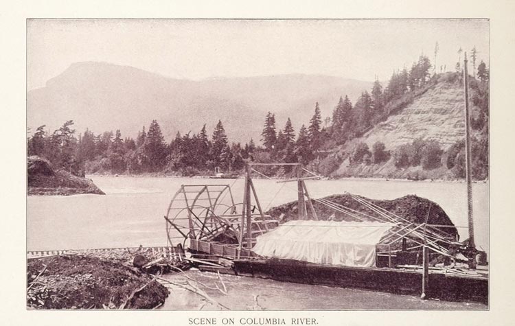 1893 Duotone Print Columbia River Oregon J. W. Buel - ORIGINAL AW