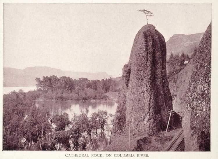 1893 Duotone Print Cathedral Rock Columbia River Buel - ORIGINAL AW