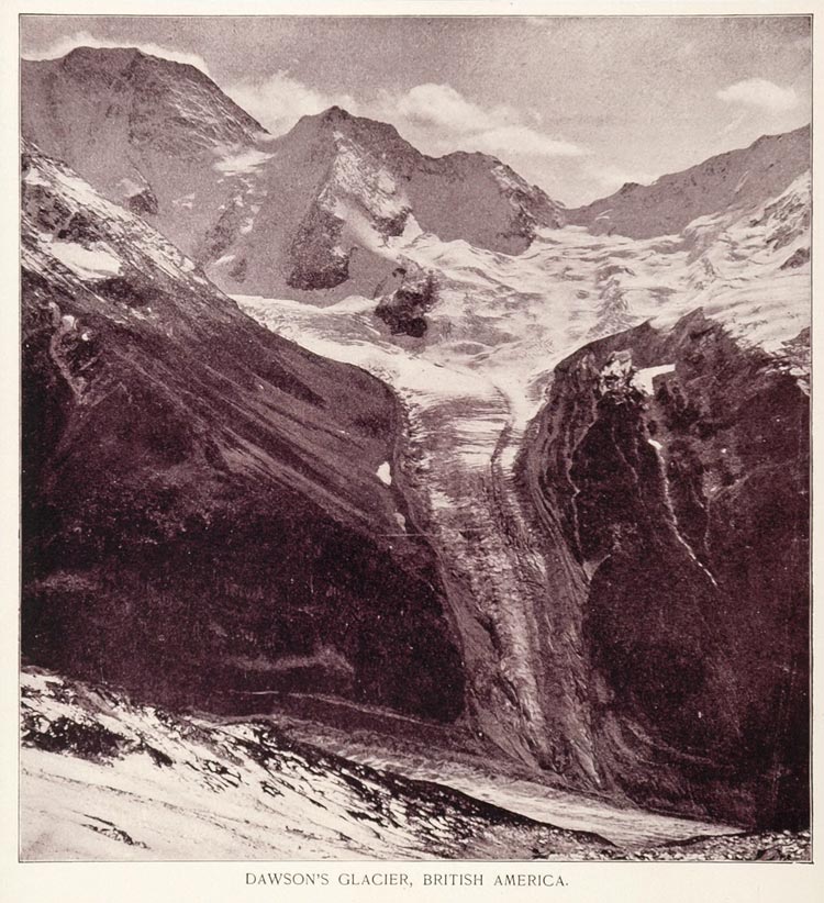 1893 Duotone Print Dawson Glacier British Columbia NICE - ORIGINAL AW