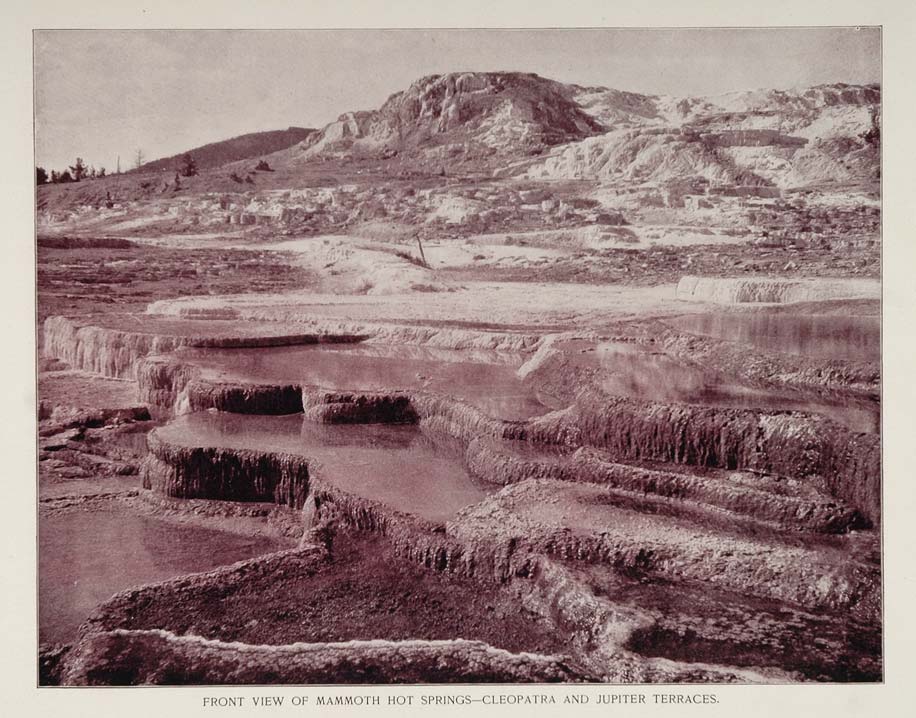 1893 Print Mammoth Hot Springs Terraces Yellowstone - ORIGINAL AW