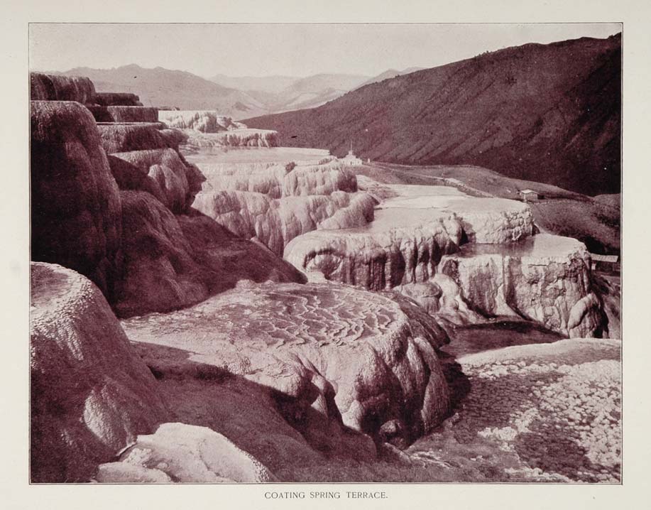 1893 Print Mammoth Hot Springs Coating Spring Terrace - ORIGINAL AW
