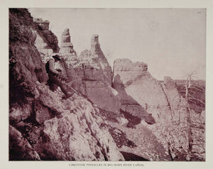 1893 Print Limestone Pinnacles Big Horn River Canyon - ORIGINAL AW