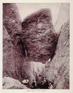 1893 Duotone Print Wedge Rock Custer City South Dakota - ORIGINAL AW