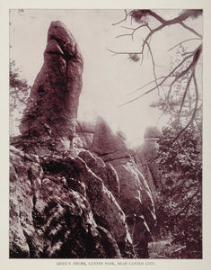 1893 Print Devil's Thumb Rock Custer Park City SD Buel - ORIGINAL AW