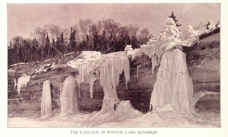1893 Print Frozen Waterfall Cascade River Lake Superior - ORIGINAL AW