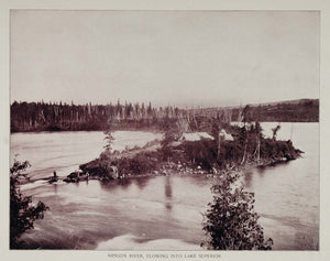 1893 Duotone Print Nipigon River Lake Superior Canada - ORIGINAL AW