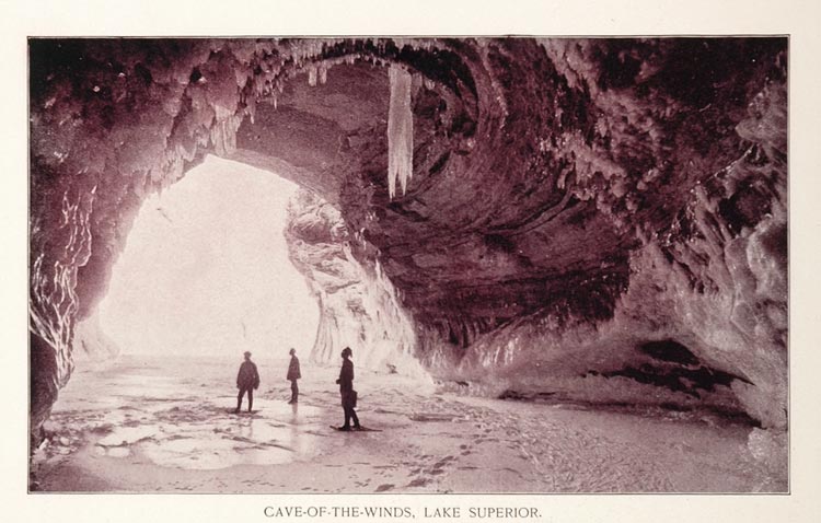 1893 Duotone Print Cave of the Winds Lake Superior SET - ORIGINAL AW