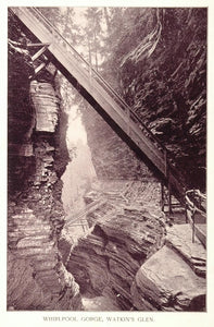 1893 Duotone Print Whirlpool Gorge Watkins Glen NY Buel - ORIGINAL AW