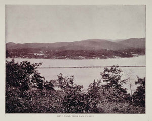 1893 Duotone Print West Point from Eagles Rest New York - ORIGINAL AW