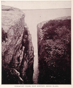 1893 Duotone Print Purgatory Chasm Newport Rhode Island - ORIGINAL AW