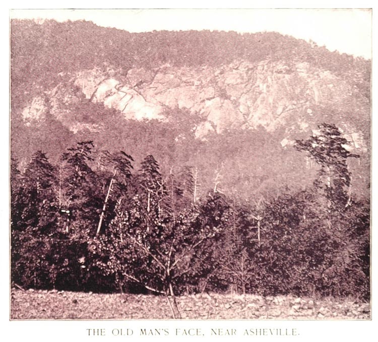 1893 Print Old Man's Face Rock Formation Asheville NC - ORIGINAL AW