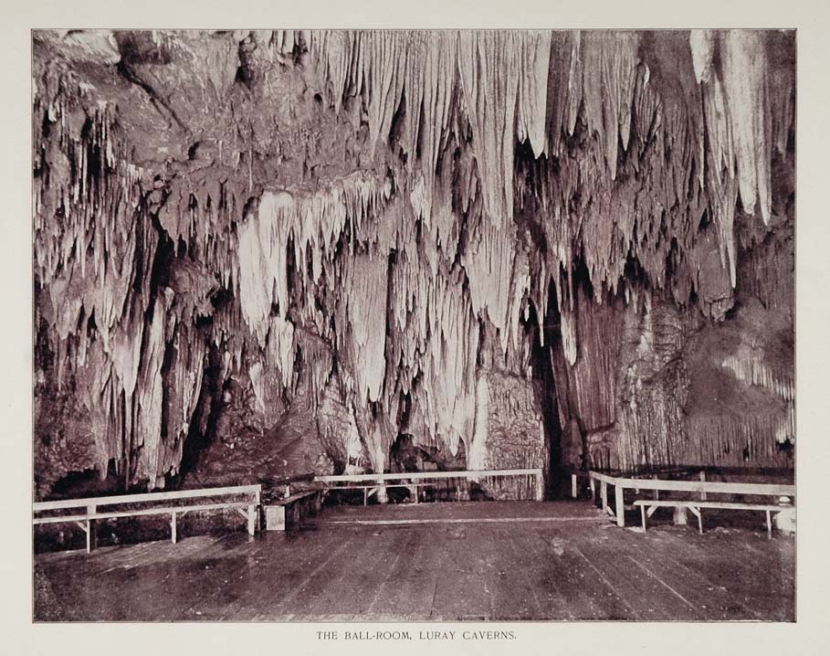 1893 Duotone Print Ballroom Luray Caverns Virginia Cave - ORIGINAL AW
