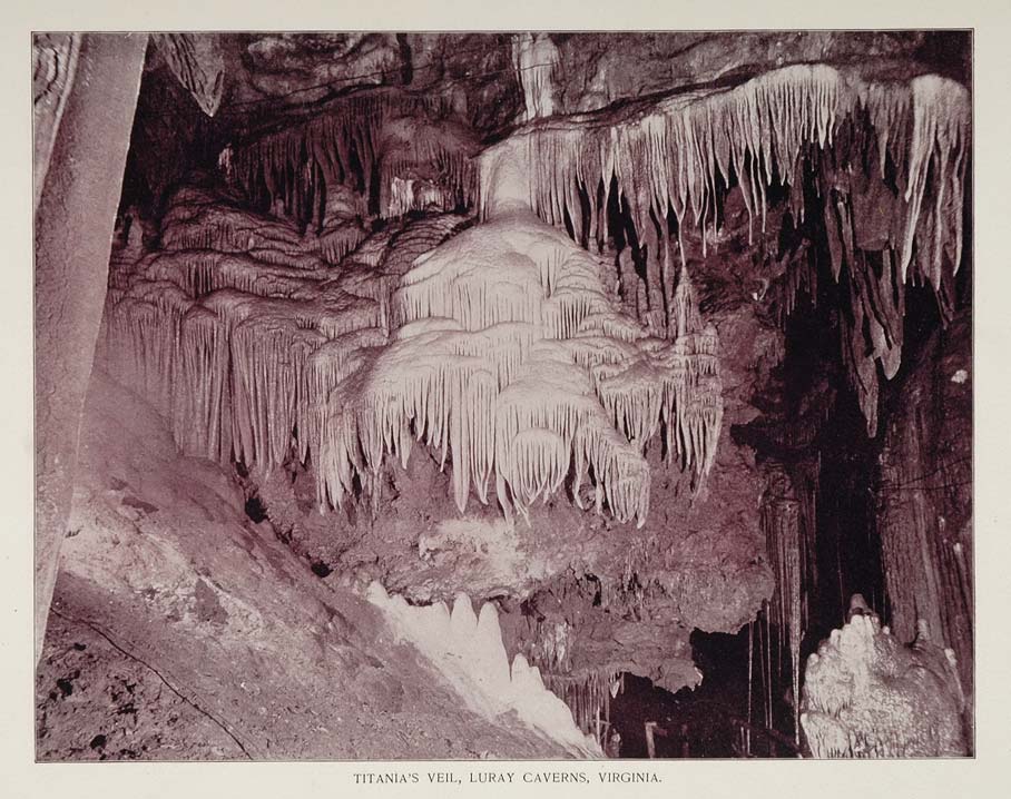 1893 Print Titania's Veil Luray Caverns Virginia Cave - ORIGINAL AW