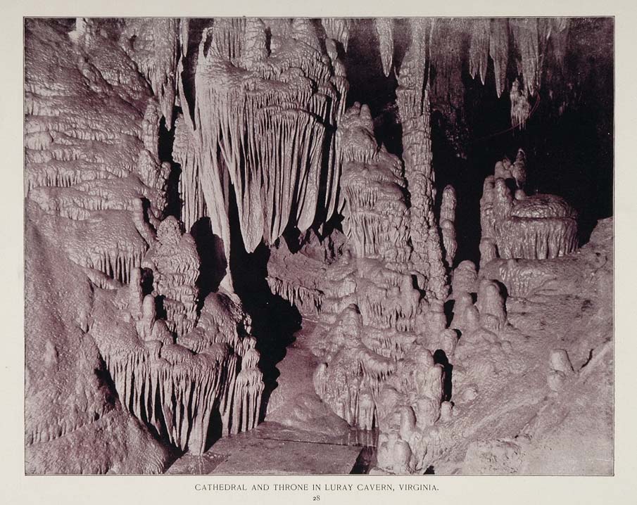 1893 Print Cathedral Throne Luray Caverns Virginia Cave - ORIGINAL AW