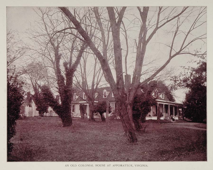 1893 Duotone Print Colonial House Appomattox Virginia - ORIGINAL AW