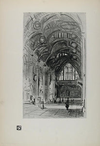 1899 Print London Guildhall Interior Historic Architecture Joseph Pennell BA1