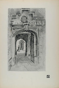 1899 Print Entrance Cliffords Inn London Joseph Pennell ORIGINAL HISTORIC BA1