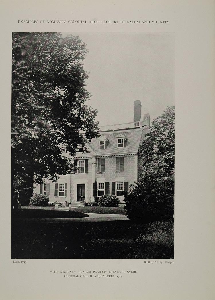 1911 Print Lindens Massachusetts Home Danvers Francis Peabody Kalorama BAC1