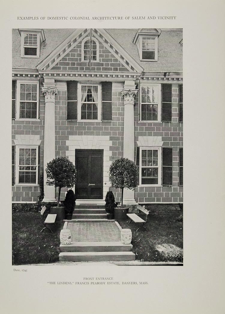 1911 Print Lindens Home Danvers Peabody Kalorama Hooper ORIGINAL HISTORIC BAC1