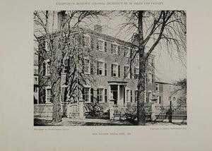 1911 Print Dow Mansion Salem Massachusetts Architecture ORIGINAL HISTORIC BAC1