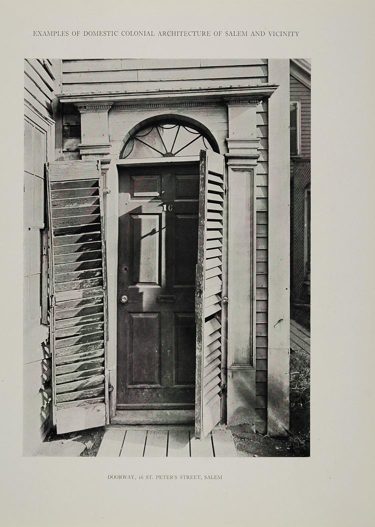 1911 Print Door 16 St. Peters Street Salem Architecture ORIGINAL HISTORIC BAC1