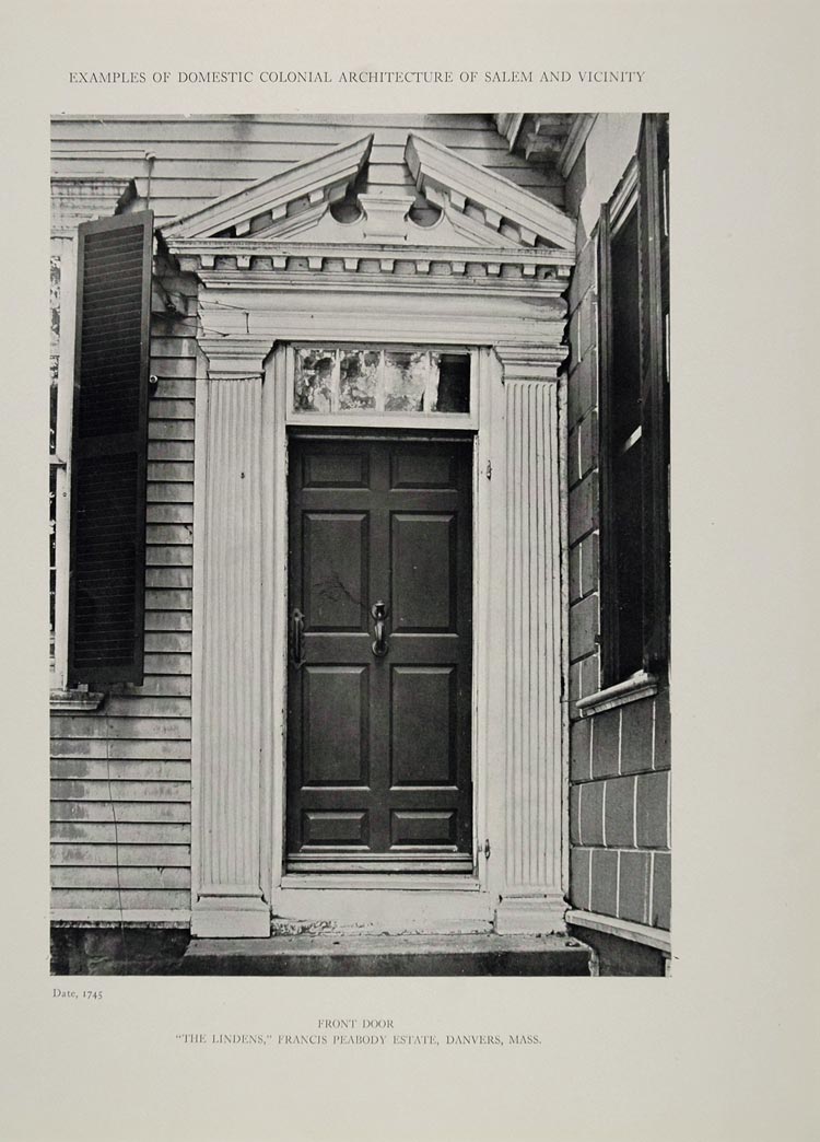 1911 Print Front Door Lindens Danvers Peabody Kalorama ORIGINAL HISTORIC BAC1