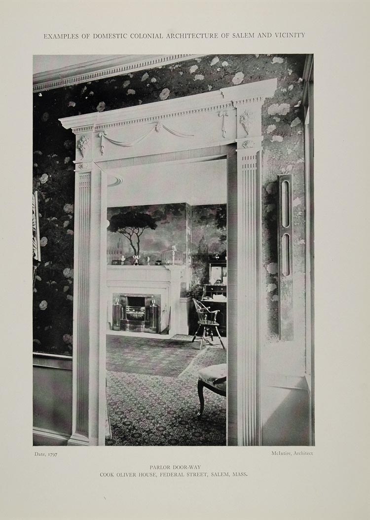 1911 Print Parlor Cook Oliver House Salem Architecture ORIGINAL HISTORIC BAC1