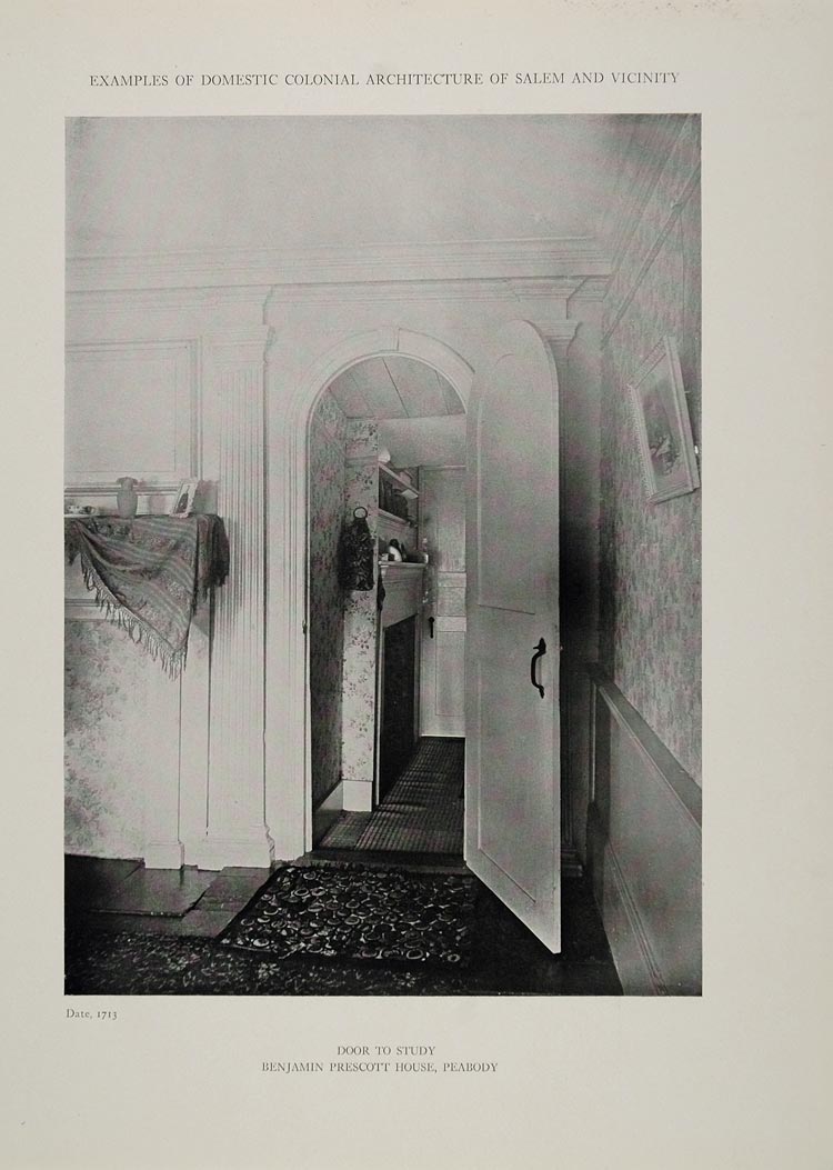 1911 Print Study Prescott House Peabody Massachusetts ORIGINAL HISTORIC BAC1