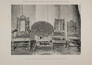 1911 Print Chairs Table Lindens Peabody Manson Danvers ORIGINAL HISTORIC BAC1