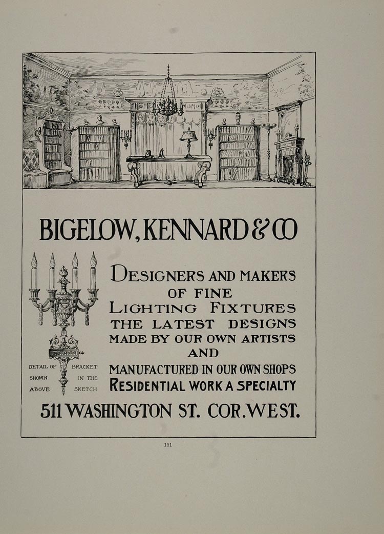 1911 Ad Bigelow Kennard Lighting Fixtures Chandelier - ORIGINAL ADVERTISING BAC1