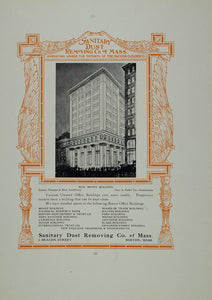 1911 Ad Minot Building Boston Sanitary Dust Vacuum Co. - ORIGINAL BAC1