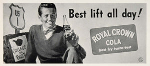 1950 Billboard Royal Crown Cola College Man Boy Livoti ORIGINAL HISTORIC BB1