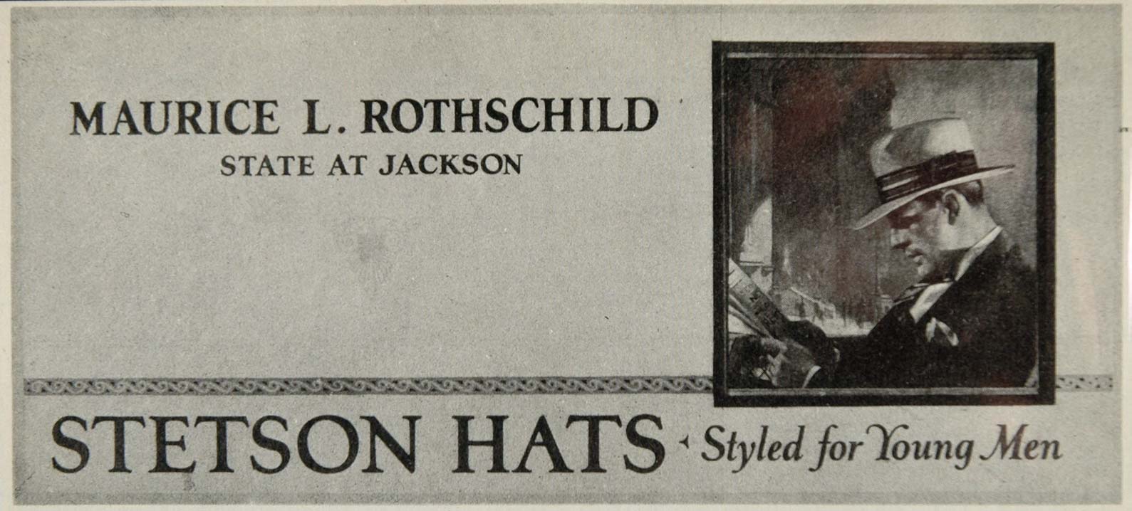 1926 Print Billboard Ad Stetson Hat Maurice Rothschild ORIGINAL HISTORIC BB3B