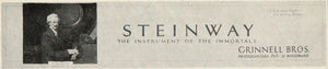 1926 Print Billboard Ad Steinway Piano Grinnell Bros. ORIGINAL HISTORIC BB3B