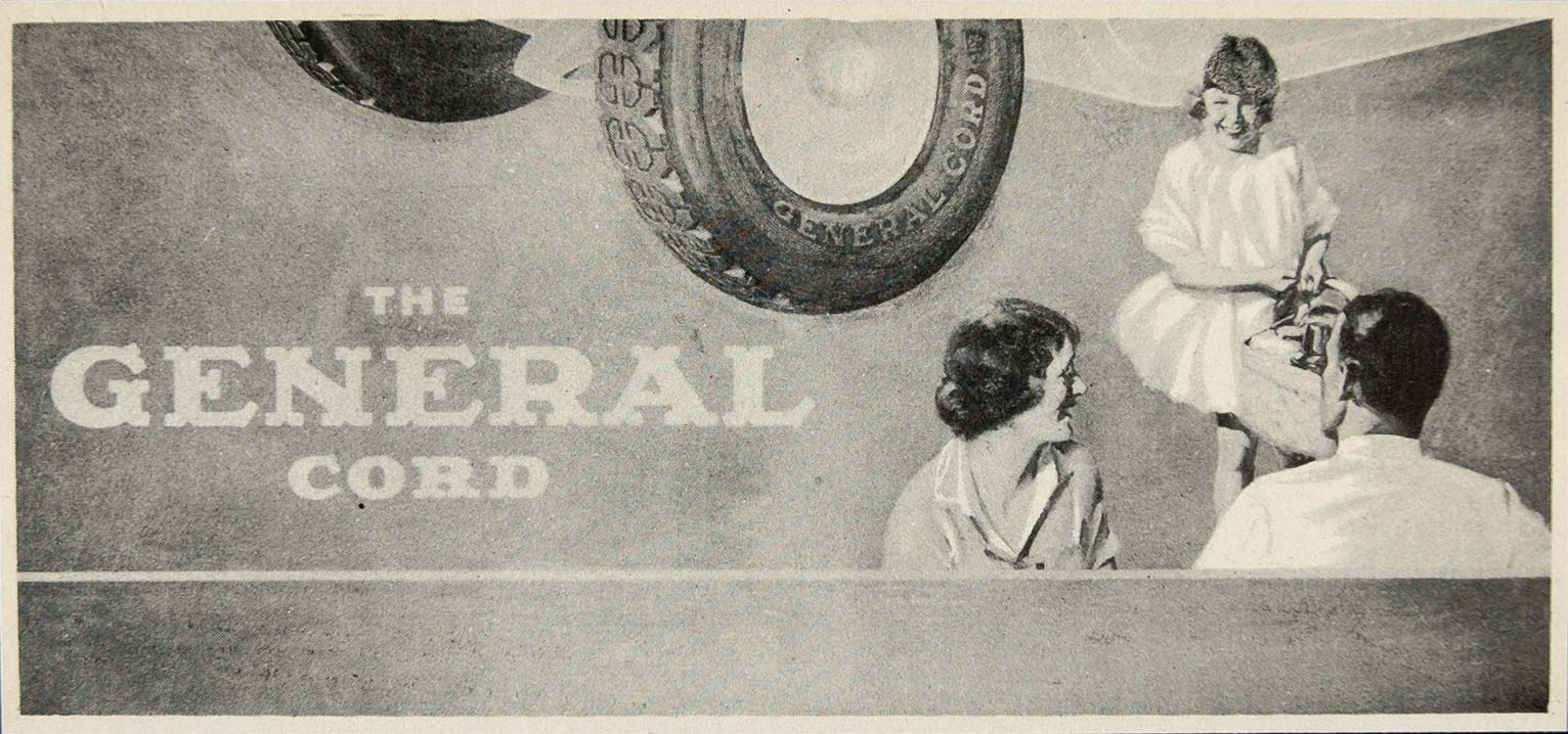 1926 Billboard Ad General Cord Automobile Car Tires - ORIGINAL HISTORI ...