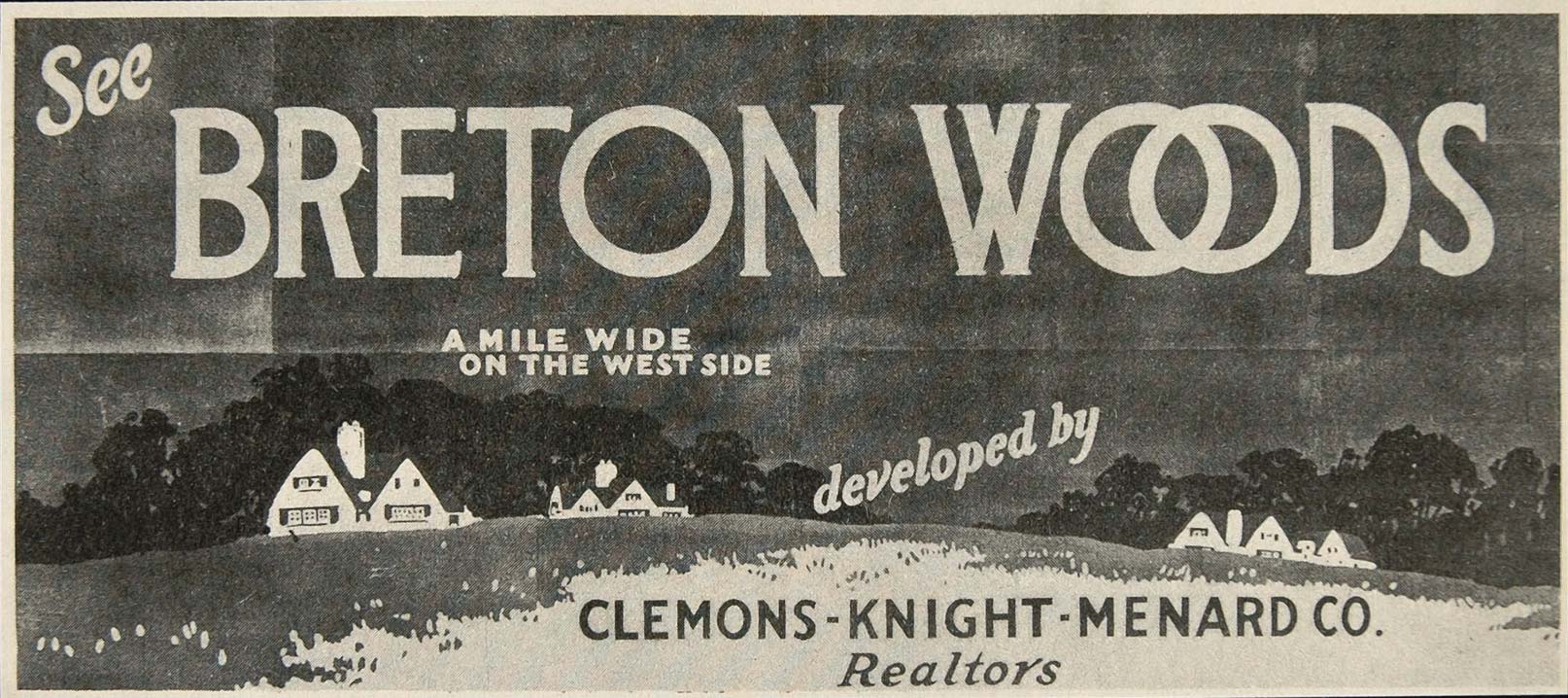 1926 Print Billboard Ad Breton Woods Real Estate Houses ORIGINAL HISTORIC BB3B