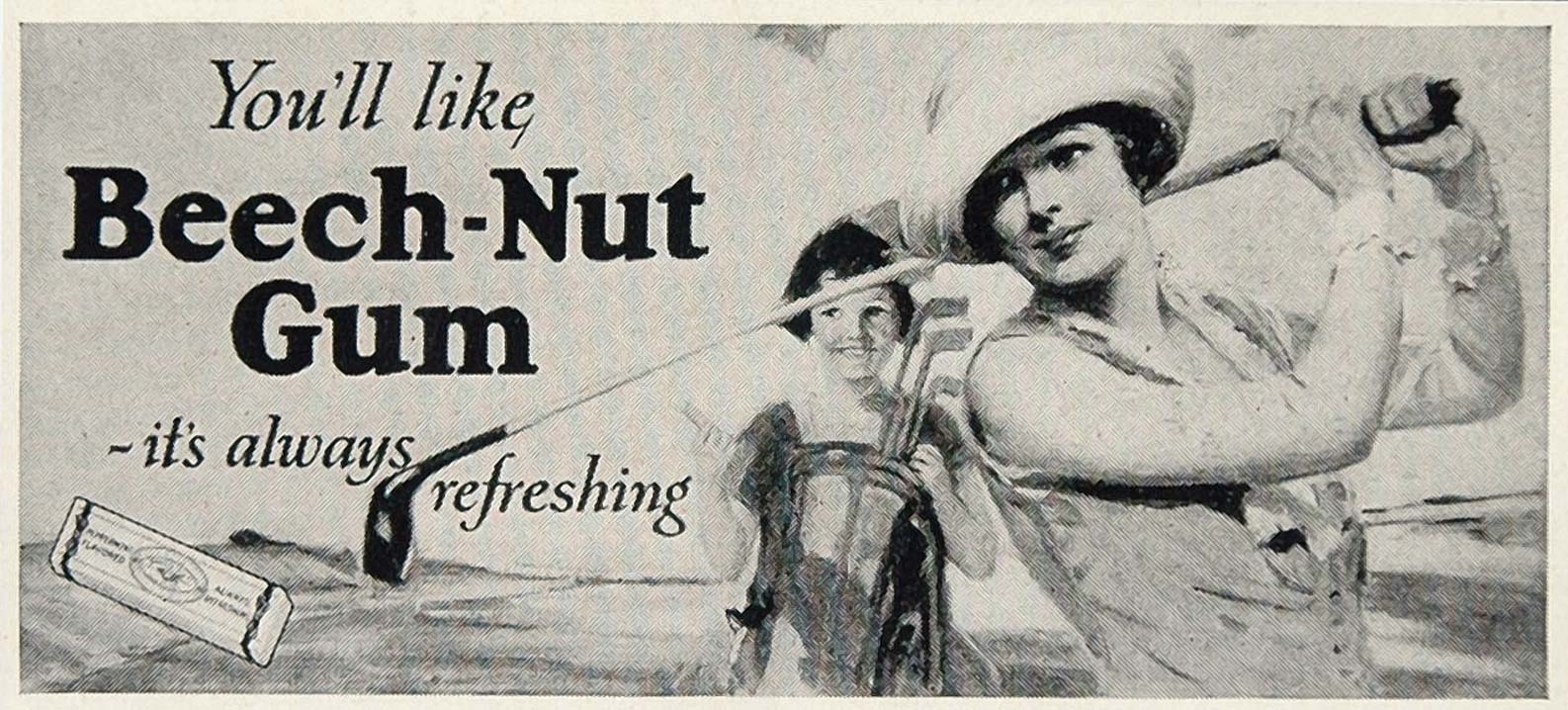 1925 Print Billboard Ad Beech Nut Gum Woman Golfer - ORIGINAL HISTORIC IMAGE BB4