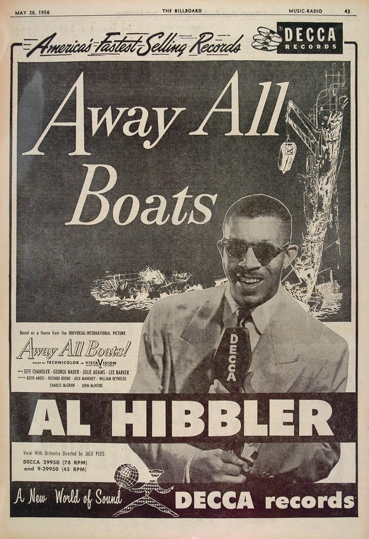1956 Ad Al Hibbler Away All Boats Movie Decca Records - ORIGINAL BBM1