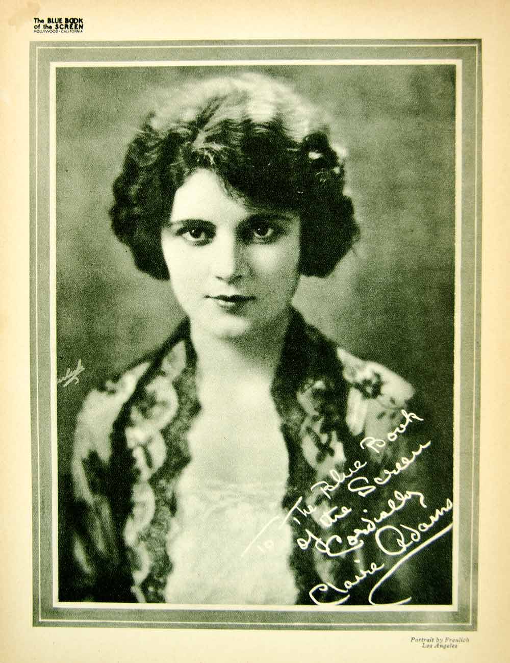 1923 Print Claire Adams Silent Film Actress Movie Star Portrait Biography BBS1