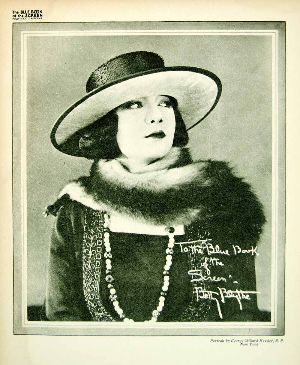 1923 Print Betty Blythe Silent Film Actress Star Queen of Sheba Movie Bio BBS1