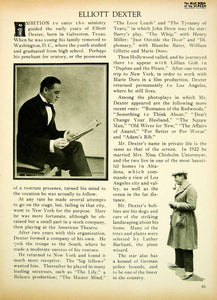 1923 Print Elliot Dexter Actor Silent Film Movie Star Portrait Biography BBS1