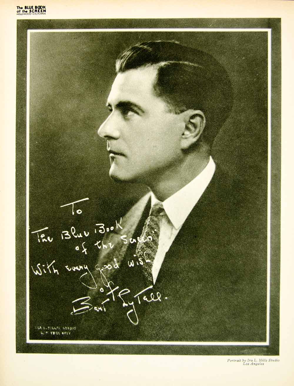 1923 Print Bert Lytell Silent Film Actor Movie Star Hollywood Portrait Bio BBS1