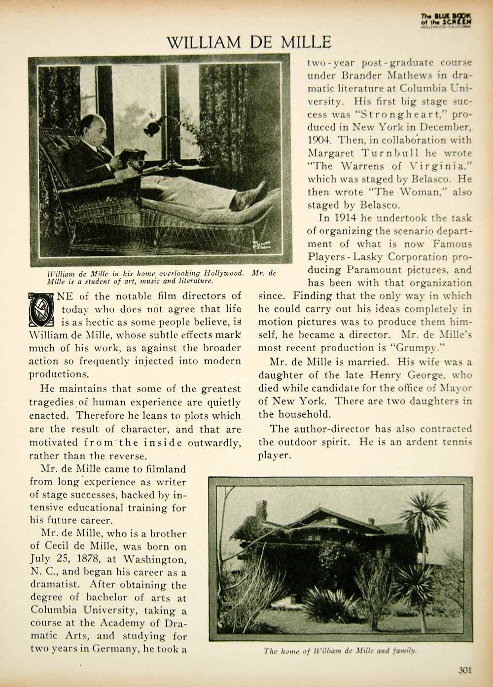 1923 Print William de Mille Silent Film Era Director Screenwriter Biography BBS2